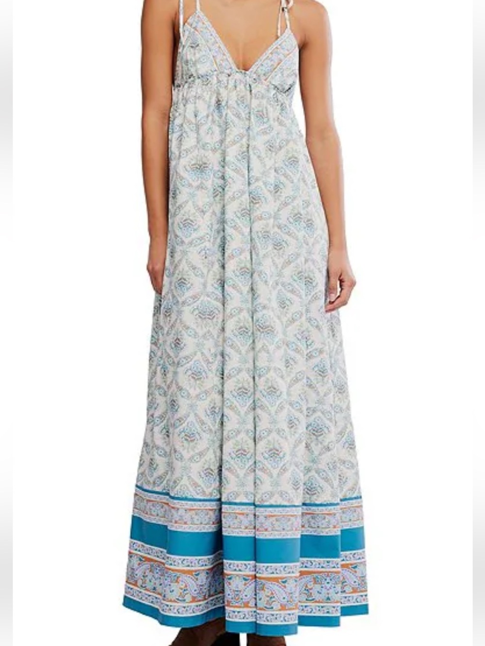 Free People New With Tags blue brown maxi dress